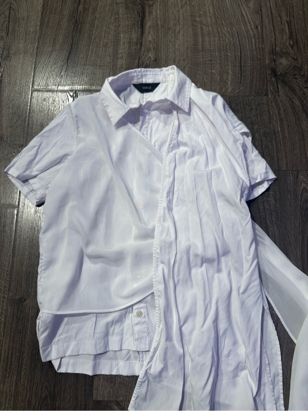 Initial women White Short-Sleeve Button Shirt with wrap size Xs/S - Picture 2 of 6
